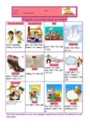 English Worksheet: PROVERBS EXERCISE