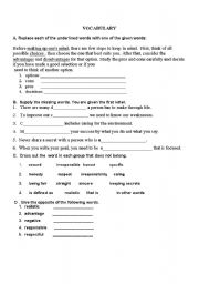 English worksheet: VOCABULARY