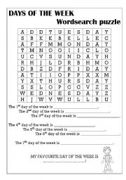 English Worksheet: Days of the week