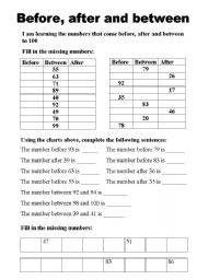 Before, after and between to 100