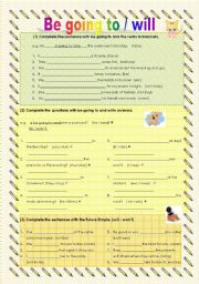 English Worksheet: Will - be going to