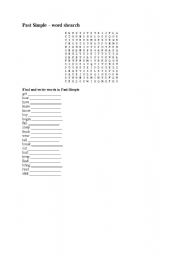 English worksheet: Past Simple Wordsearch