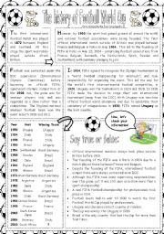 English Worksheet: The history of Football World Cup