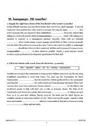 English Worksheet: full term test 3 4th form sciences (Part 2)
