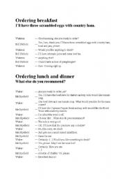English Worksheet: Ordering Meals