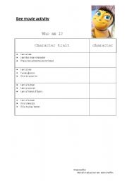 English Worksheet: Bee Movie Classroom Activity