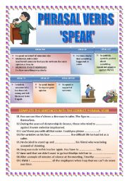 English Worksheet: PHRASAL VERBS: SPEAK