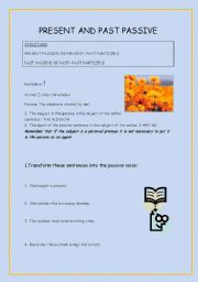 English Worksheet: PRESENT AND PAST PASSIVE.INTRODUCTION TO PASSIVE