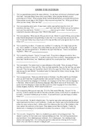 English Worksheet: Reading Comprehension Riddles