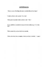 English worksheet: About Australia