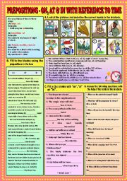 Prepositions - On,at and In with reference to time + KEY