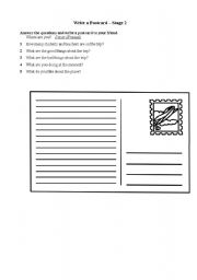 English Worksheet: Writing a postcard