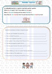 English Worksheet: Embedded questions