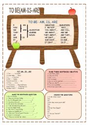 English Worksheet: verb to be (am is are)