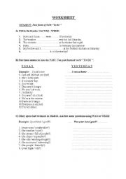 English Worksheet: was/were