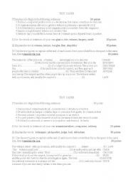 English worksheet: test paper