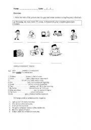 English worksheet: frequency adverbs and simple present