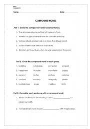 English worksheet: Compund Words