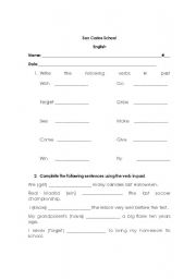 English Worksheet: simple past test