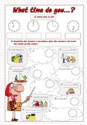 English Worksheet: WHAT TIME DO YOU...?
