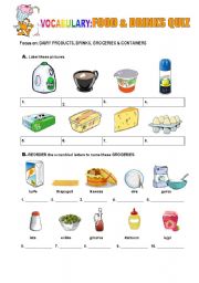 English Worksheet: FOOD and DRINKS quiz