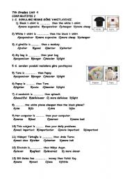 English Worksheet: COMPARATIVE QUESTIONS (SBS TEST FOR 7TH GRADES)