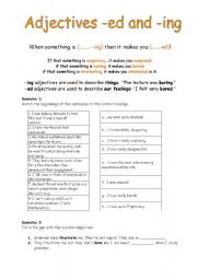 English Worksheet: Adjectives -ed/-ing
