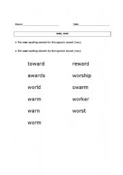 English Worksheet: qu and wo tracking
