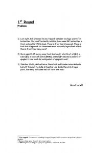 English Worksheet: Mathematical competition- problems