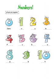English Worksheet: Numbers revision