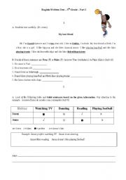 English Worksheet: English Test - Part I 5th Grade