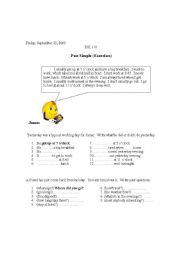 English worksheet: Past Tense Verbs