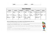 English Worksheet: Alex schedule