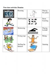 English worksheet: Free time activities Domino