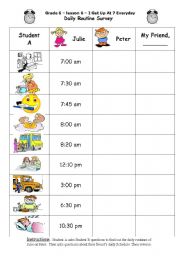 English Worksheet: Daily Routine Survey