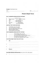 English worksheet: Present Simple Tense