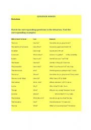 English worksheet: question words