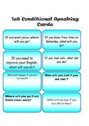 English Worksheet: First Conditional Speaking Cards