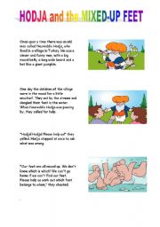 English Worksheet: Hodja and the Mixed-up Feet