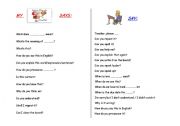 English worksheet: classroom expressions