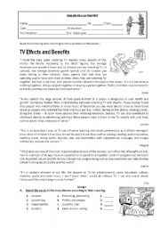 English Worksheet: TV Effects and Benefits