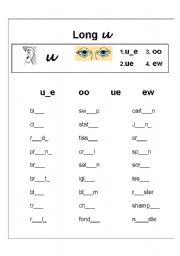 long vowel u spelling worksheet esl worksheet by ronel