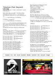 English Worksheet: Lady Gaga feat. Beyonc - Telephone