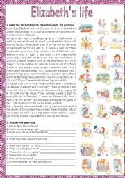 English Worksheet: ELIZABETHS LIFE - READING