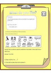 English worksheet: What do you like? 
