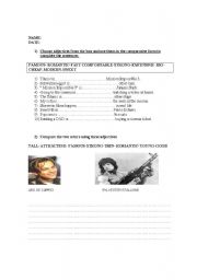 English worksheet: At the movies : Comparing films and Actors
