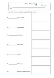 English worksheet: Environment