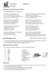 English Worksheet: Conversation Class based on a poem about Internet (Teachers copy)