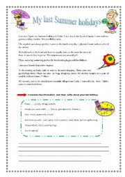 English Worksheet: My last Summer holidays