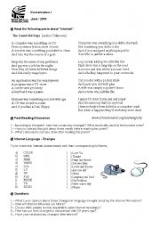 English Worksheet: Conversation Class based on a poem about Internet (Students Copy)